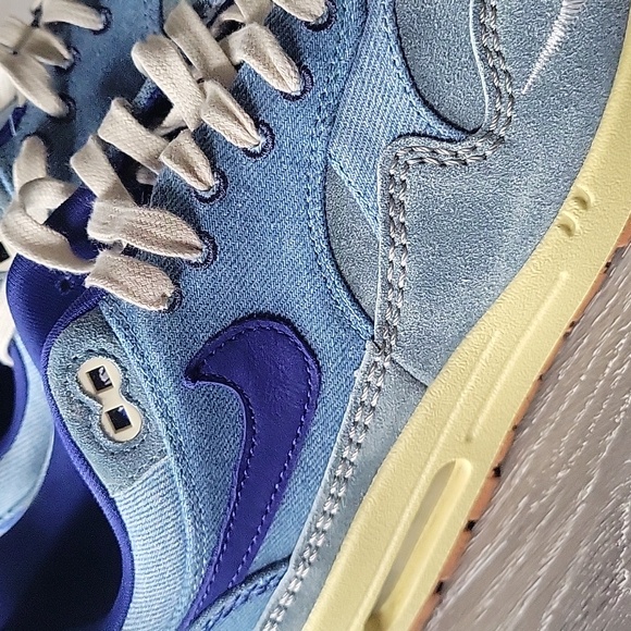 Nike Air Max 1 Shoes PRM Blue Denim Royal Blue excellent used condition size 8.5 - Picture 2 of 8